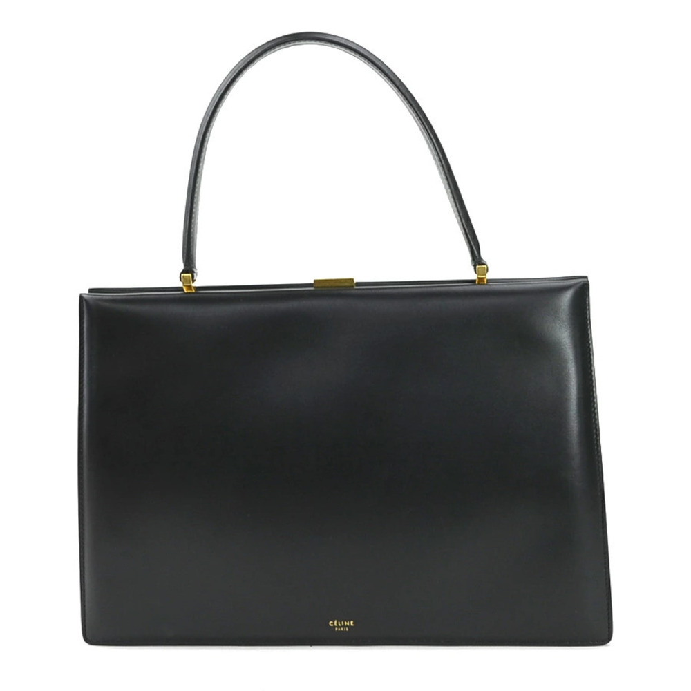 Celine handbag clasp leather black